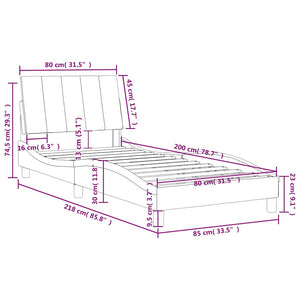 Bettgestell Hanko Hellgrau Samt 80x200 cm