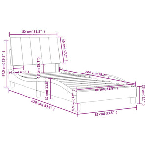 Bettgestell Dunkelgrau Samt 80x200 cm