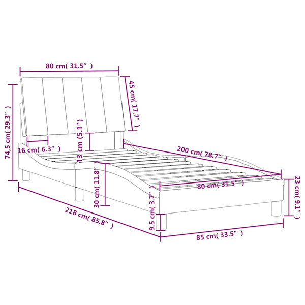 Bettgestell Hanko Rosa 80x200 cm Samt