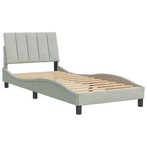 Bettgestell Hanko Hellgrau Samt 90x190 cm
