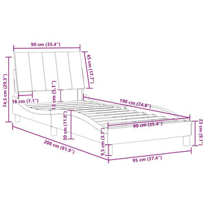 Bettgestell Hanko Hellgrau Samt 90x190 cm