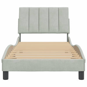 Bettgestell Hanko Hellgrau Samt 90x190 cm
