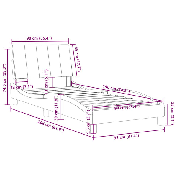 Bettgestell Blau Samt 90x190 cm
