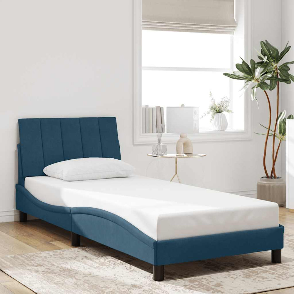 Bettgestell Blau Samt 90x190 cm