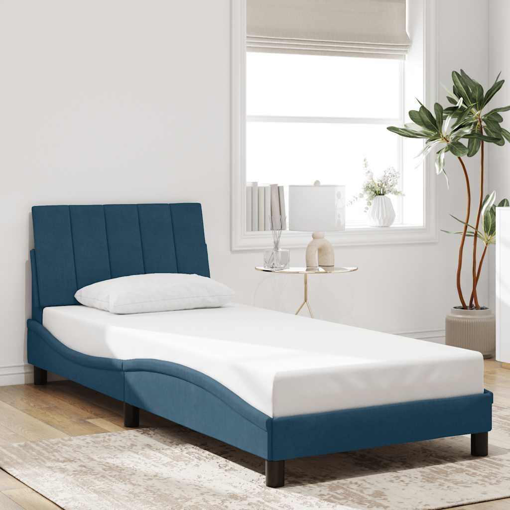 Bettgestell Blau Samt 90x190 cm