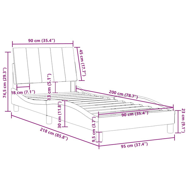 Bettgestell Hanko Rosa Samt 90x200 cm