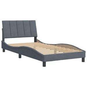 Bettgestell 100x200 cm Dunkelgrau Samt