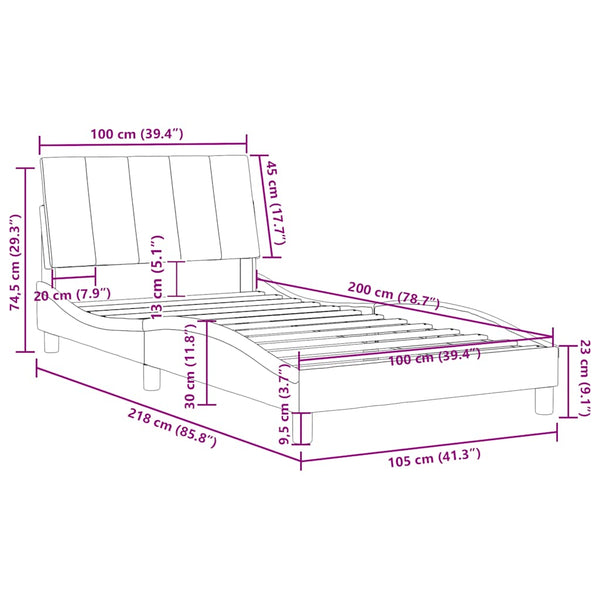 Bettgestell Hanko Schwarz Samt 100x200 cm