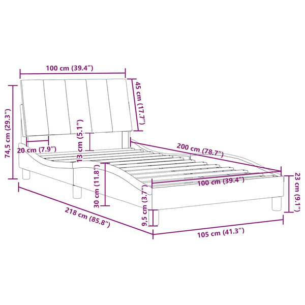 Rosa Samt Bettgestell 100x200 cm