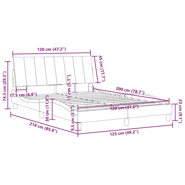 Bettgestell Hanko Rosa 120x200 cm Samt