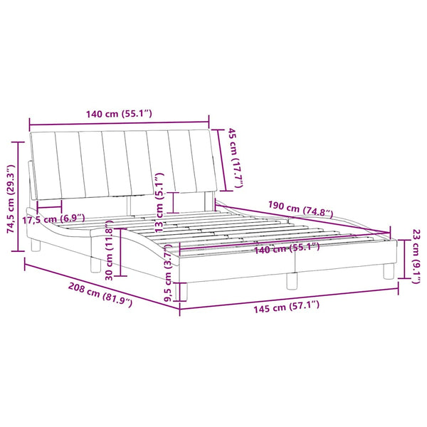 Bettgestell Schwarz 140x190 cm Samt