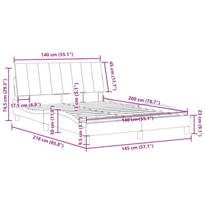 Bettgestell Hanko Hellgrau 140x200 cm Samt