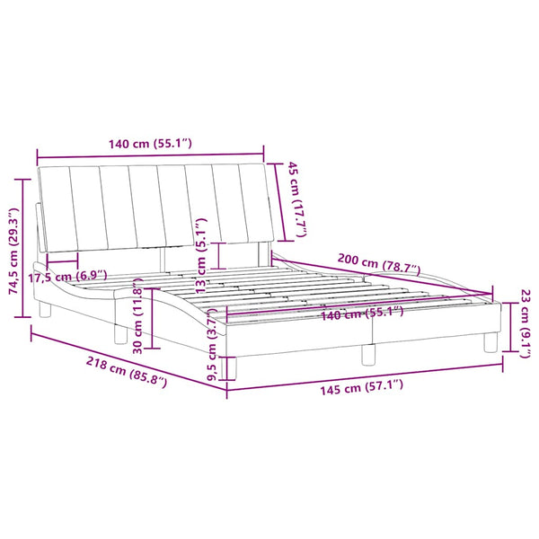 Bettgestell Hanko Blau 140x200 cm Samt