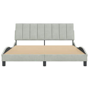 Bettgestell 160x200 cm Hellgrau Samt