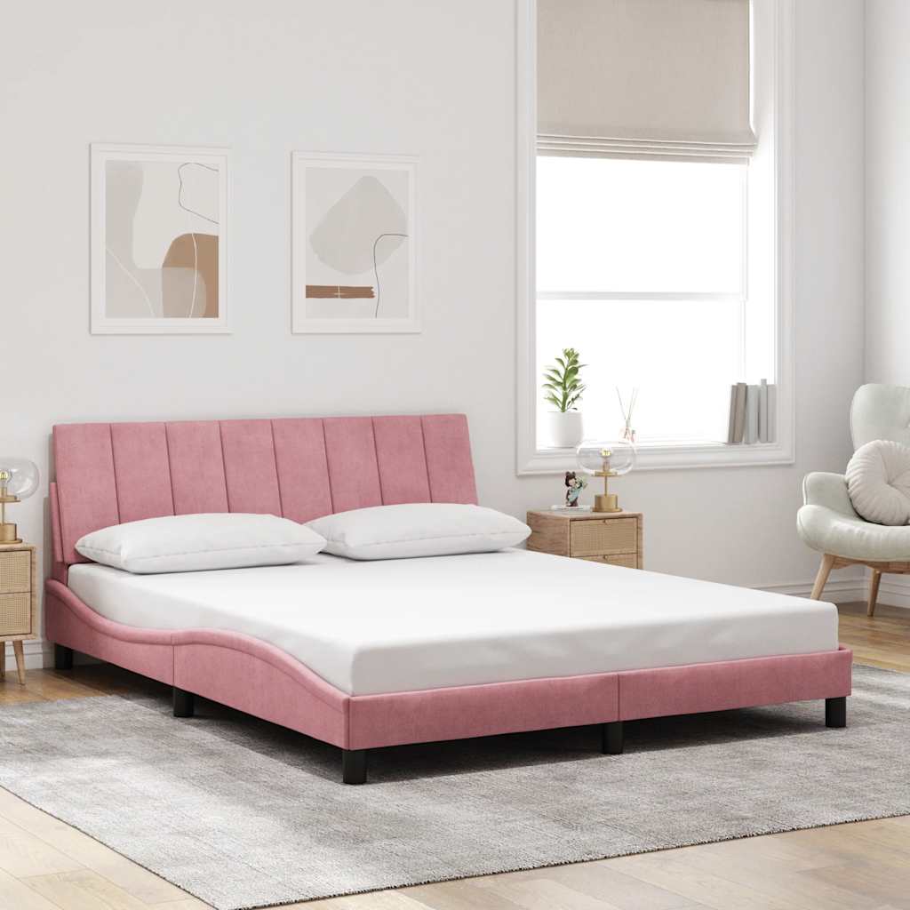 Bettgestell Hanko Rosa Samt 160x200 cm