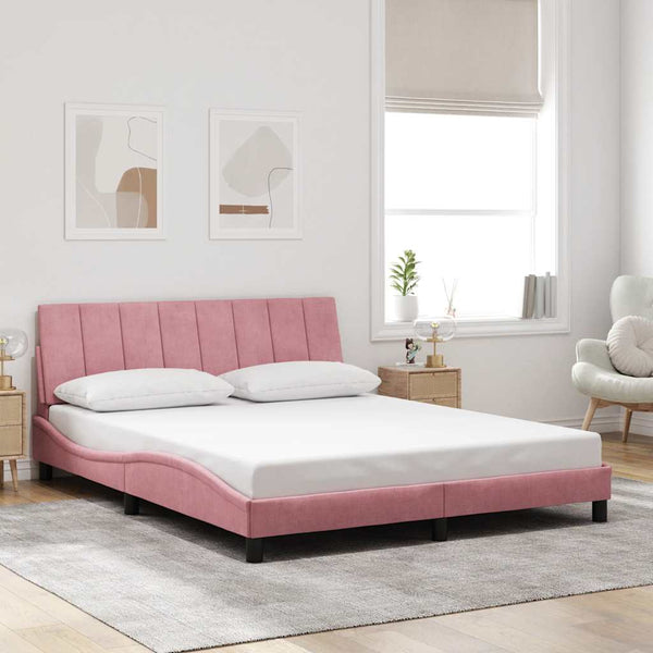 Bettgestell Hanko Rosa Samt 160x200 cm