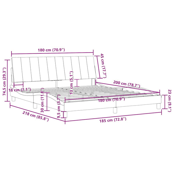 Bettgestell Hellgrau Samt 180x200 cm