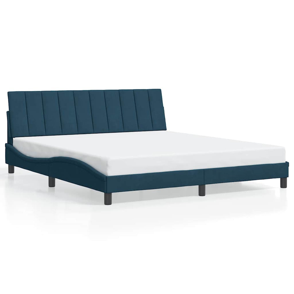 vidaXL Bed Frame without Mattress "Hanko" Blue 180x200 cm Velvet