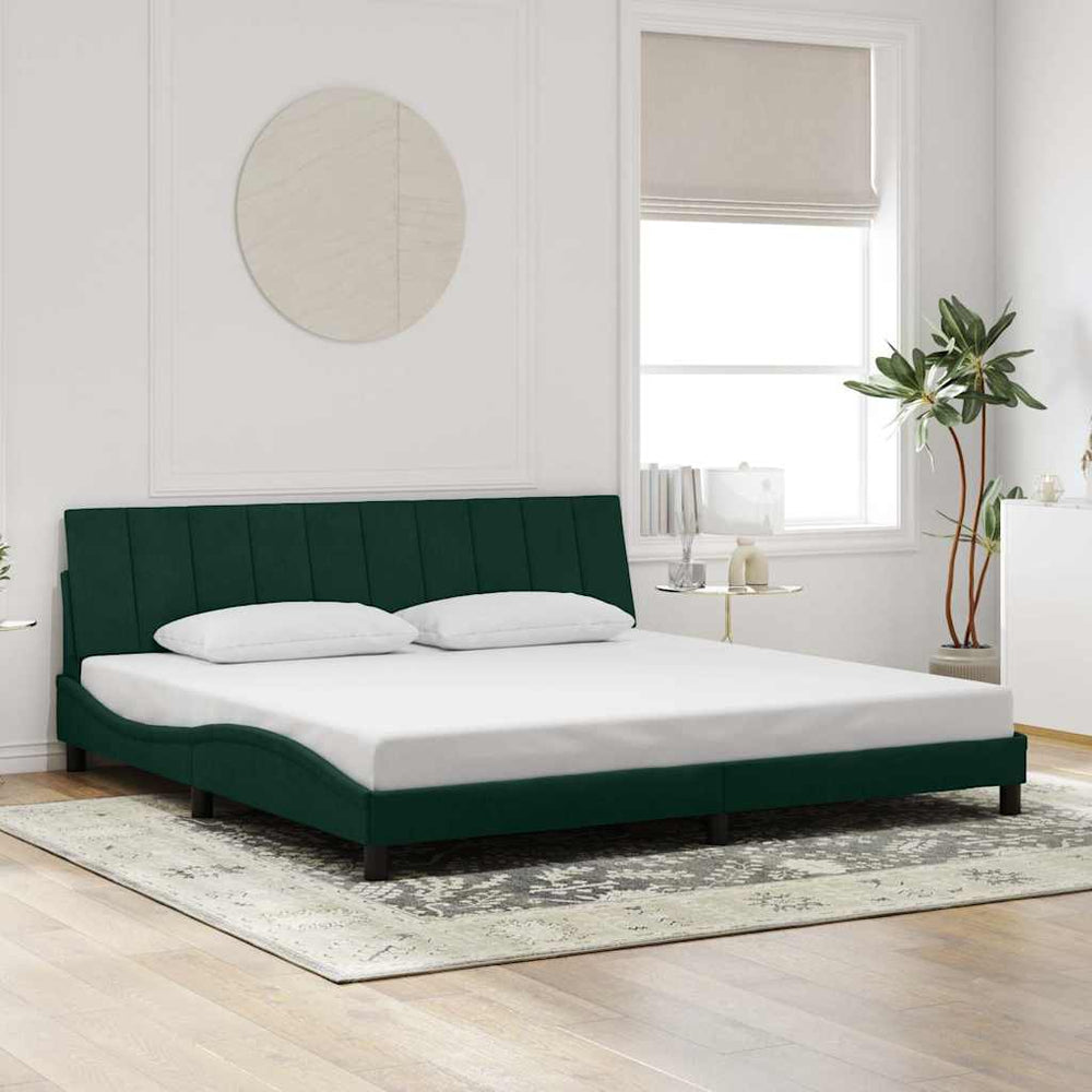 vidaXL Bed Frame without Mattress "Hanko" Dark Green 200x200 cm Velvet