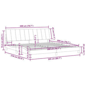 Bettgestell Hanko Rosa 200x200 cm Samt