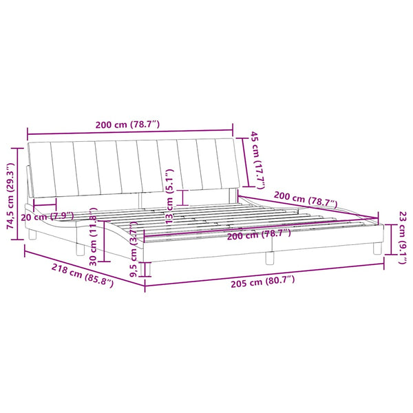 Bettgestell Hanko Rosa 200x200 cm Samt