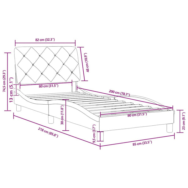 Bettgestell Blau 80x200 cm Samt