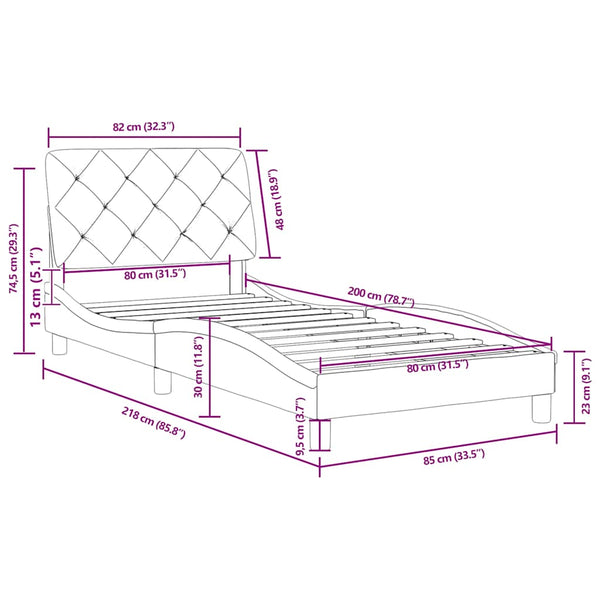 Rosa Samt Bettgestell 80x200 cm