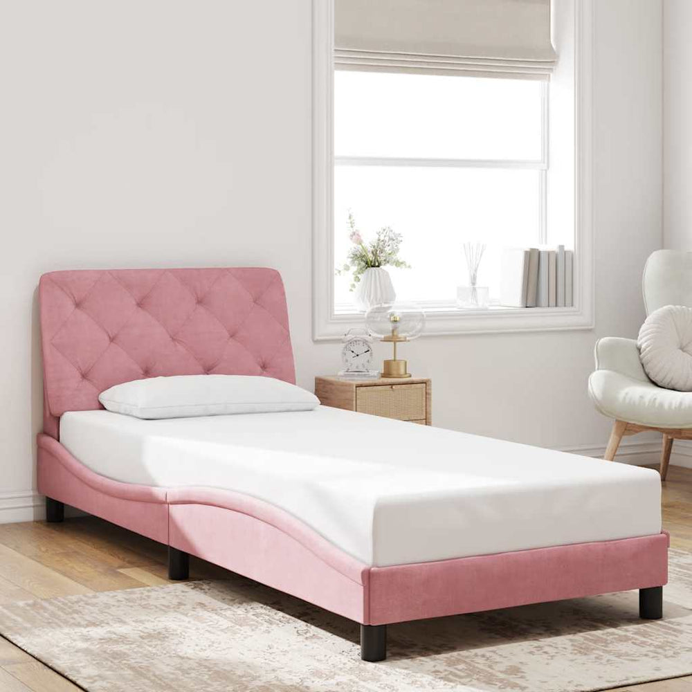 Rosa Samt Bettgestell 80x200 cm