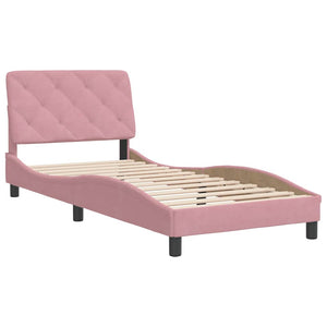 Bettgestell Rosa Samt 90x190 cm
