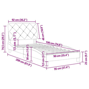 Bettgestell Rosa Samt 90x190 cm