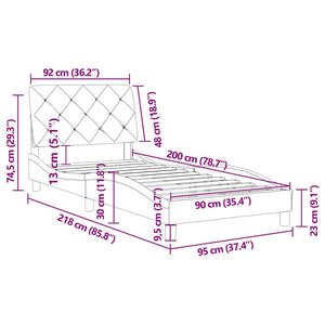 Bettgestell Schwarz Samt 90x200 cm