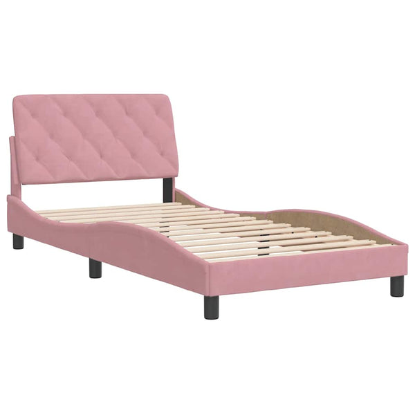 Rosa Samt Bettgestell 100x200 cm