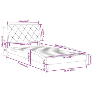 Rosa Samt Bettgestell 100x200 cm