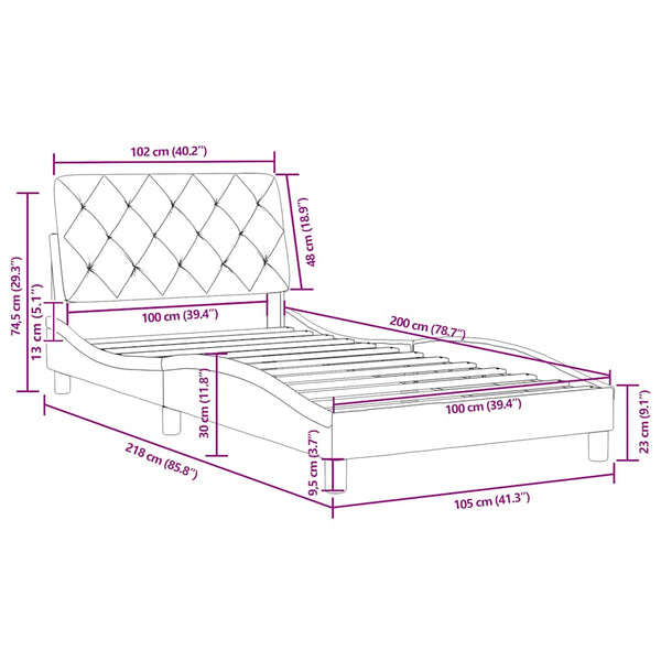 Rosa Samt Bettgestell 100x200 cm