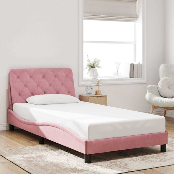 Rosa Samt Bettgestell 100x200 cm