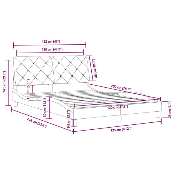 Bettgestell Blau 120x200 cm Samt