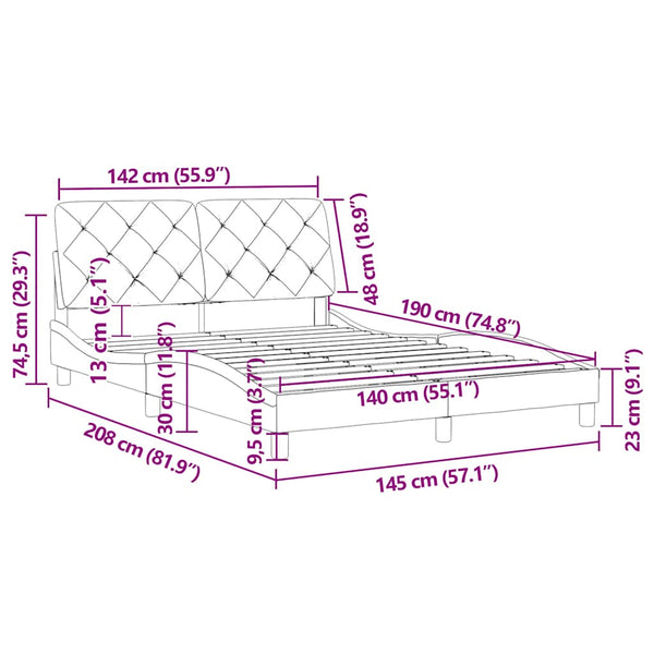 Bettgestell Blau Samt 140x190 cm