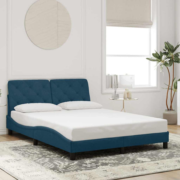 Bettgestell Blau Samt 140x190 cm