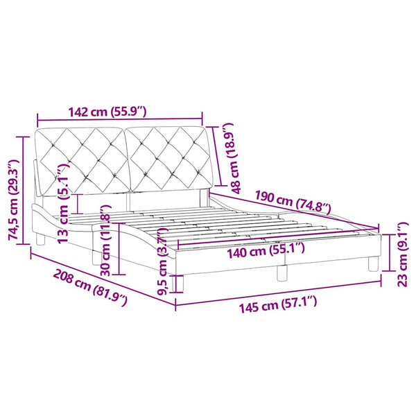 Rosa Samt Bettgestell 140x190 cm