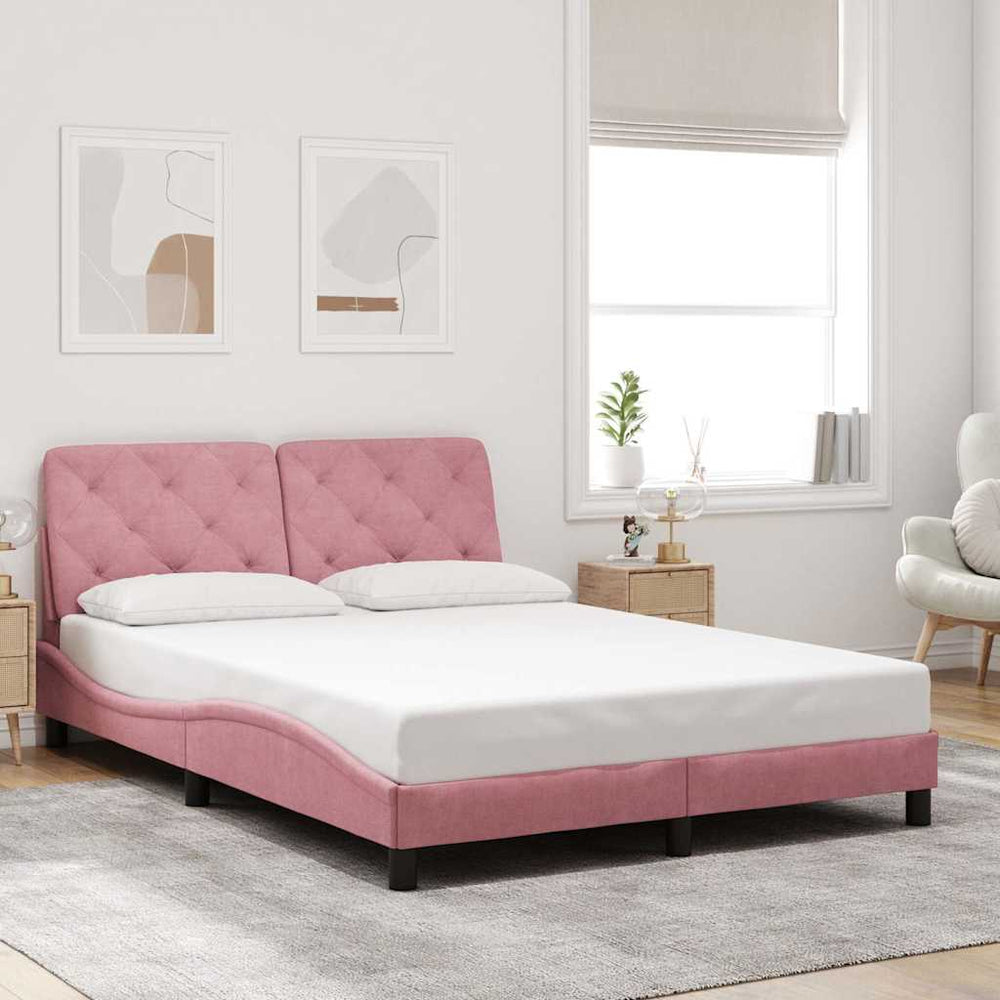 Rosa Samt Bettgestell 140x190 cm