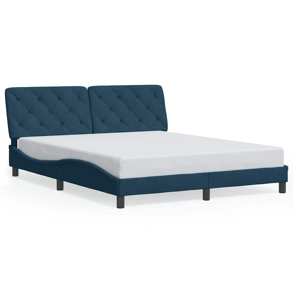 vidaXL Bed Frame without Mattress Blue 160x200 cm Velvet