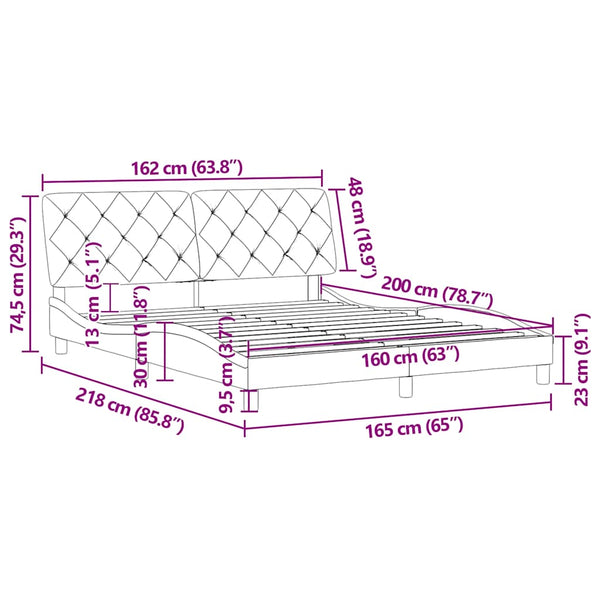 Bettgestell Rosa Samt 160x200 cm