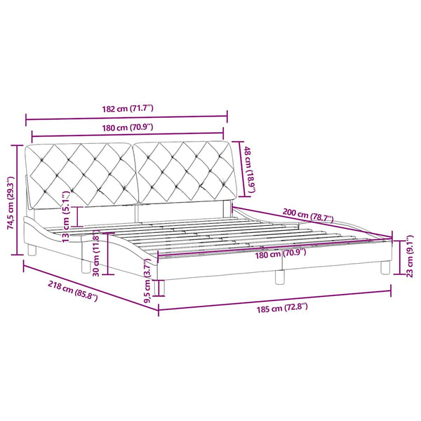 Bettgestell Schwarz Samt 180x200 cm