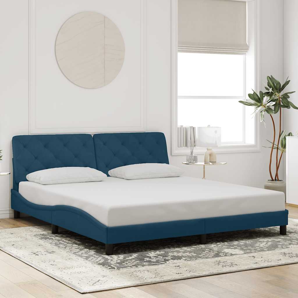vidaXL Cadre de lit sans matelas Bleu 180x200 cm Velours