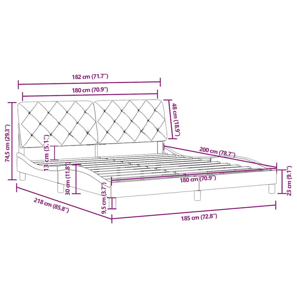Bettgestell Rosa Samt 180x200 cm