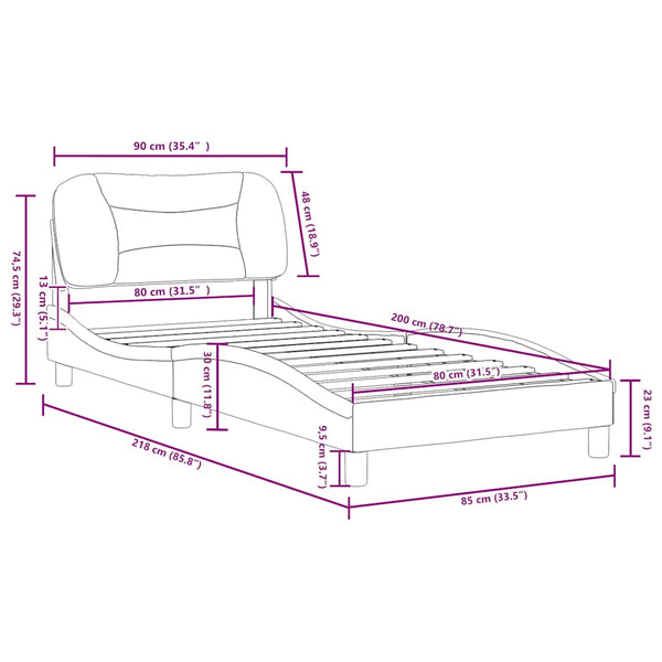Bettgestell Grau 80x200 cm Kunstleder
