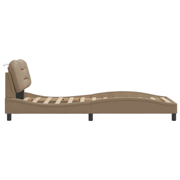 Bettgestell 80x200 cm Cappuccino-Braun Kunstleder