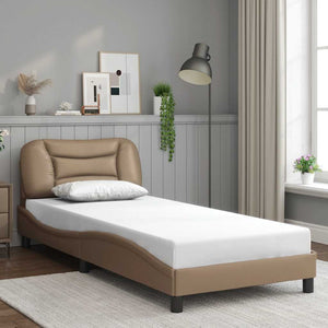 Bettgestell 80x200 cm Cappuccino-Braun Kunstleder