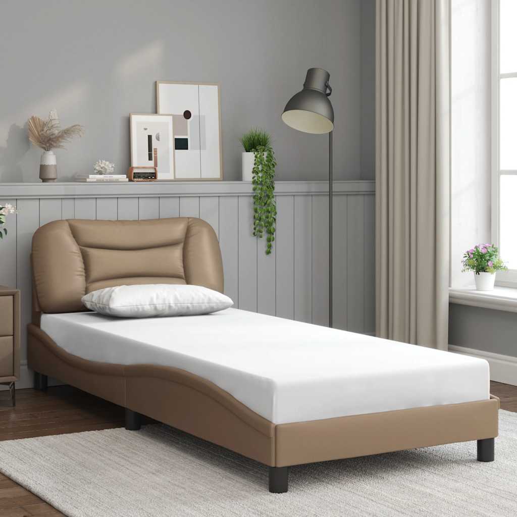 Bettgestell 80x200 cm Cappuccino-Braun Kunstleder