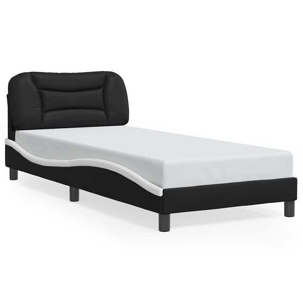 vidaXL Cadre de lit sans matelas « Hvar » Noir et blanc 80 x 200 cm Similicuir